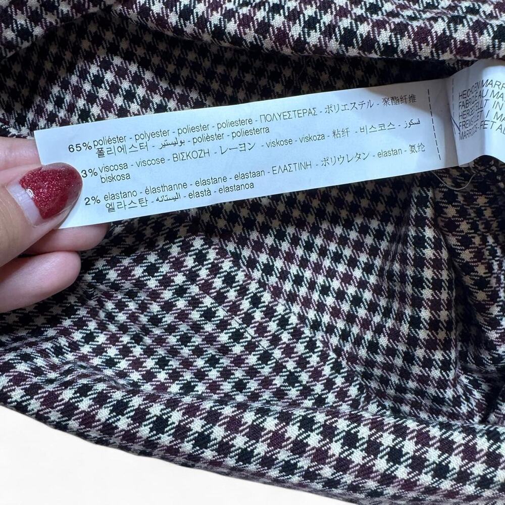 Zara Girls Maroon Houndstooth Pleated Dress 9 - Picture 9 of 10